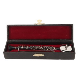 Miniature Clarinet Replica with Stand and Case Mini Musical Instrument Dollhouse Model Ornament 6.3 Inch