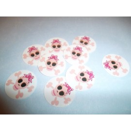 Unbranded Pre Cut One Inch Bottle Cap Images! PINK SKULLS WITH BOWS FREE SHIP - photo, 15 images