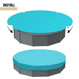 TANG 9' ft Round Pool Covers for 6 Feet Round Pool Above Ground Pool Winter Waterproof Covers Wire Rope Hemmed All Edges 3ft Overlap for Above Ground Swimming Pools, Trampoline Cover