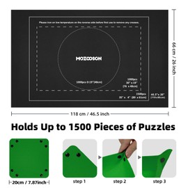 MOZOOSON Puzzle Mat for 1500 Puzzle Pieces, Puzzle Mat Roll Up Puzzle Storage, Puzzle Roll Storage Mat for up to 500 1000 1500 Puzzle Accessories Storage with Practical Puzzle Accessories
