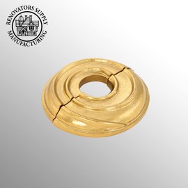 Renovators Supply Manufacturing Aluminum Escutcheon Plate 3.13" OD Escutcheon 3/4" IPS Lacquered Brass Finish Radiator Flange