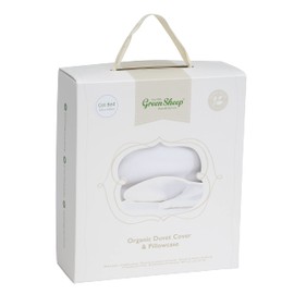 The Little Green Sheep Organic Cot Pillow Case & Duvet Cover Set - Light and Breathable Cot Bedding for Toddlers - 140x120cm, 40x60cm