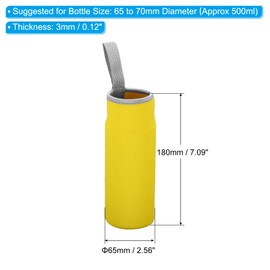 PATIKIL 65mmx180mm Water Bottle Sleeve, 4 Pack Neoprene Insulated Bottle Bag Holder Carrier Pouch with Finger Strap, Yellow