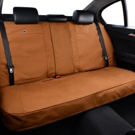 Coverado Universal Car Back Seat Covers - Canvas Rear Seat Cushions for Kids & Dogs, Fits Most Vehicles Trucks SUVs - Khaki