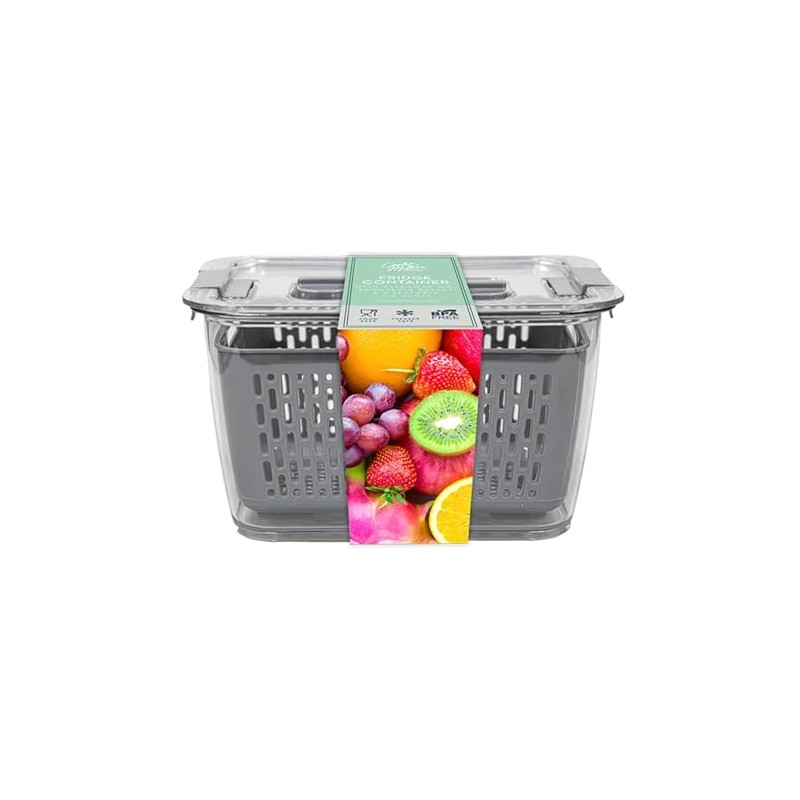 Large Fridge Container with Removeable Basket Fresh Fruits Vegetables Storage