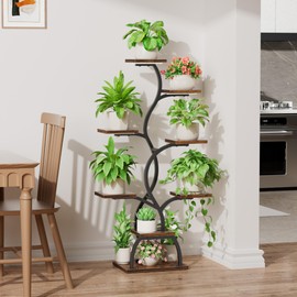 EVAWOO Plant Stand Indoor with Grow Light - 8 Tiered Plant Shelf Indoor, Corner Plant Stand, 49" Tall Plant Shelf with Lights for Indoor Growing, Lighted Flower Holder for Living Room, Balcony, Black