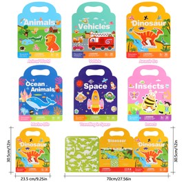 6PCS Reusable Sticker Books for Toddlers, 3D Sticker Scene Book, Jelly Sticker Book, 3D Puffy Sticker Book for Kids, Sticker Book Set for 2+ Year Olds Include Themes Ocean Space Animals Transport