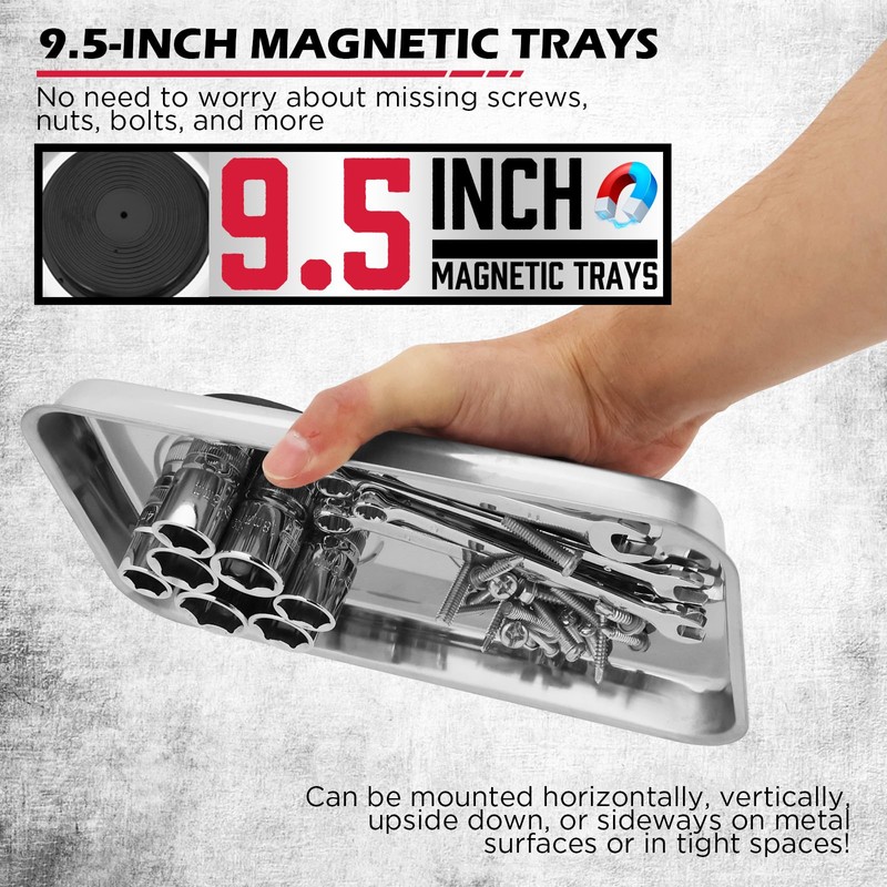 18-Inch Rolling Magnetic Sweeper with 9.5-inch Magnetic Trays, 45-Pound Capacity