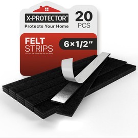 X-Protector Premium Felt Furniture Pads - 20 PCS 6 x 1/2" - Black Rectangular Pads with Tenacious Adhesive - Protects Hardwood, Laminate & Tile Floors