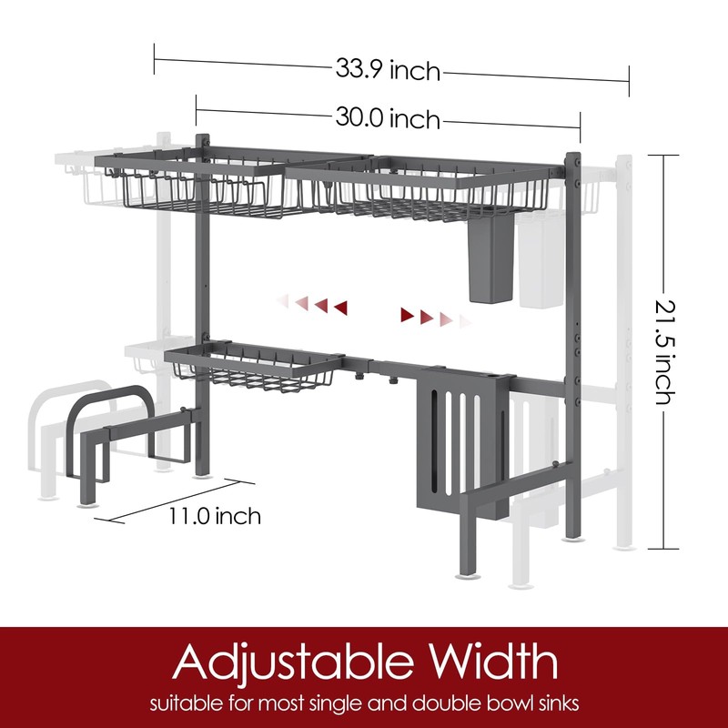 Sakugi Over The Sink Dish Drying Rack - Adjustable 2