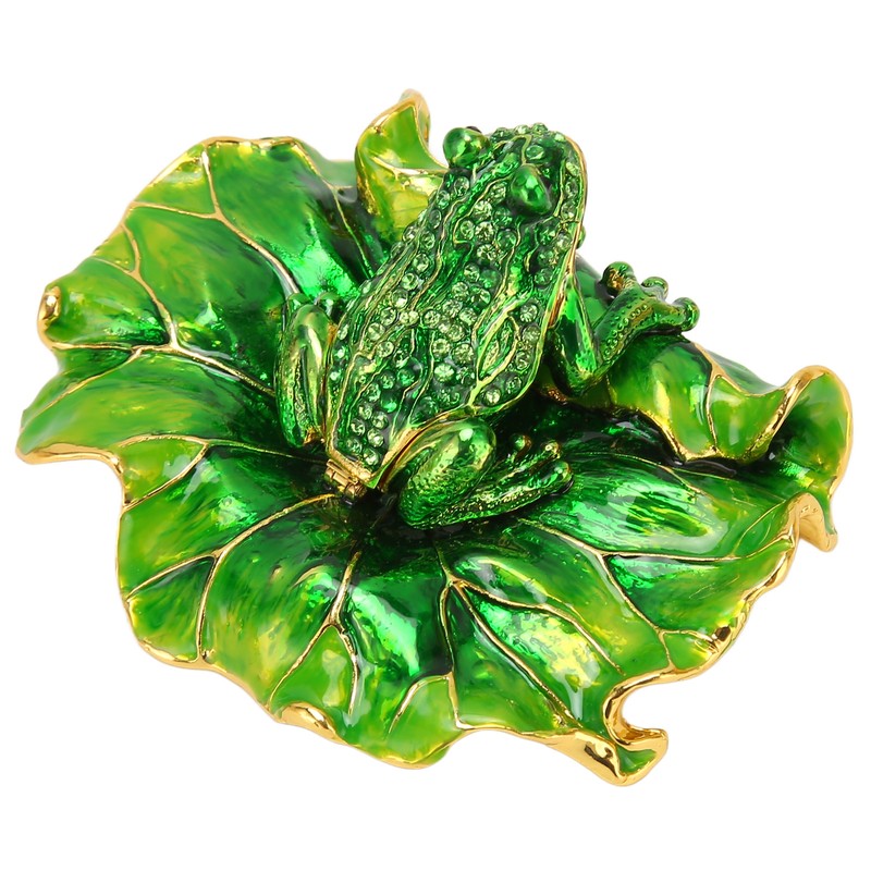 Lotus Leaf Frog Jewelry Box Hand Painted Innovative Metal Jewelry
