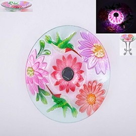 Hi- Line Gift 78415-B Floral Glass Hummingbird Bird Bath with Stand