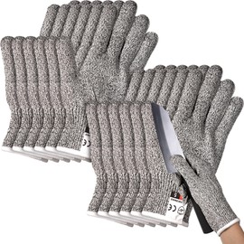 Potchen 6 Pairs Cut Resistant Gloves Level 5 Protection Cutting Gloves Anti Cut Gloves for Kitchen Fish Slicing and More (X-Large)