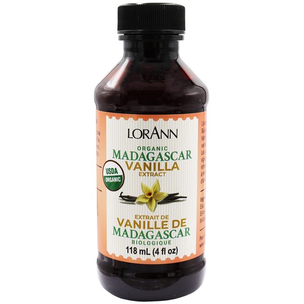 LorAnn Organic Madagascar Vanilla Extract 4 ounce bottle