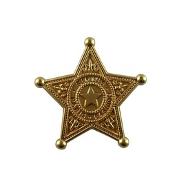MG-M Pin Badge Safety Pin Type Star Sheriff Sheriff Badge Gold, Crystal Alloy Steel