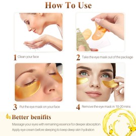 10 Pairs Gold Eye Mask, Under Eye Mask, Anti-Ageing Eye Spots, Moisturiser Eye Masks, Under Eye Gel Patches