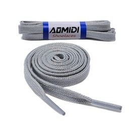 AOMIDI Flat Shoelaces Wide Shoes Lace 2 Pairs Wide Shoelaces Hollow Thick Flat Shoe Laces for Sneakers and Shoes (36" inches (91 cm), Gray)