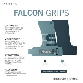 PICSIL Falcon Gloves + Wristbands + Bag, Carbon Fibre Material, Use with Magnesium, Grip on All Surfaces and Dumbbell Types, Aqua G+