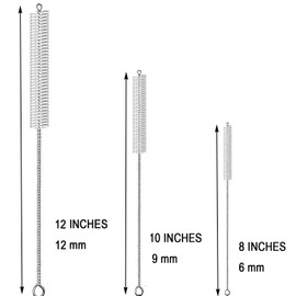 Extra Long 12 Pieces Drinking Straw Cleaning Brush Kit, 12 Inches, 10 Inches and 8 Inches Straw Cleaner, Bendable Straw Brush For Multiple Size Straws