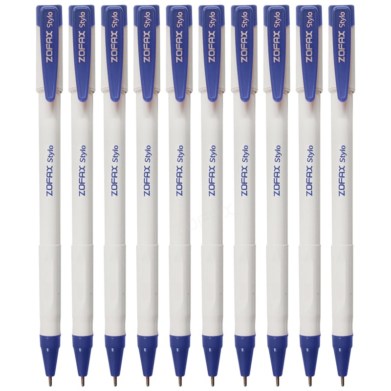 ZOFAX Stylo Ballpoint Pens, BLUE, Medium Point (1.0mm), Pack of