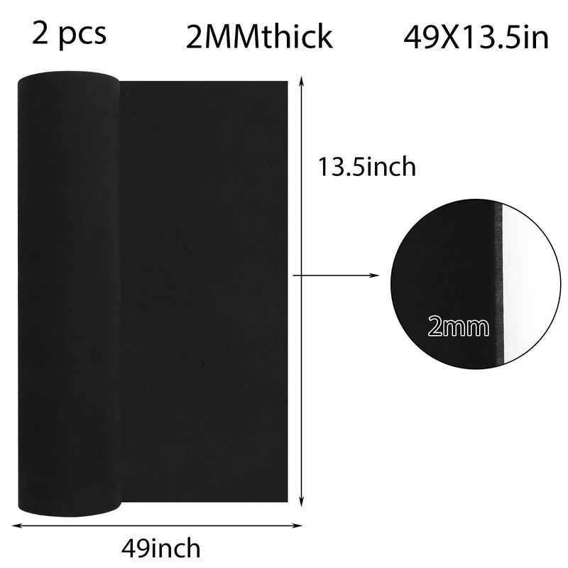 STEFORD 2 Pack EVA Foam Roll, 2mm Thick Black Cosplay