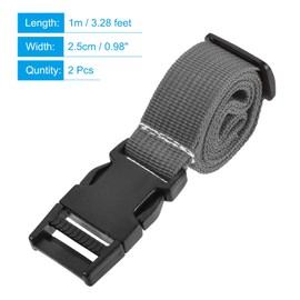sourcing map Utility Strap with Buckle 1x40 Inch Polyester Quick Release Adjustable Belt for Travel Outdoor Bag Luggage Packing (Gray, Pack of 2)