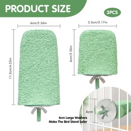 3Pcs Beak Grinder for Birds: Parakeet Beak Grinding Stone&Nail Trimming Perch-Flat Perches for Bird Cages,Budgie Cage Accessories