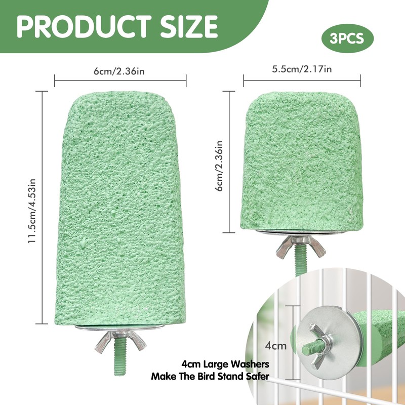 3Pcs Beak Grinder for Birds: Parakeet Beak Grinding Stone&Nail Trimming