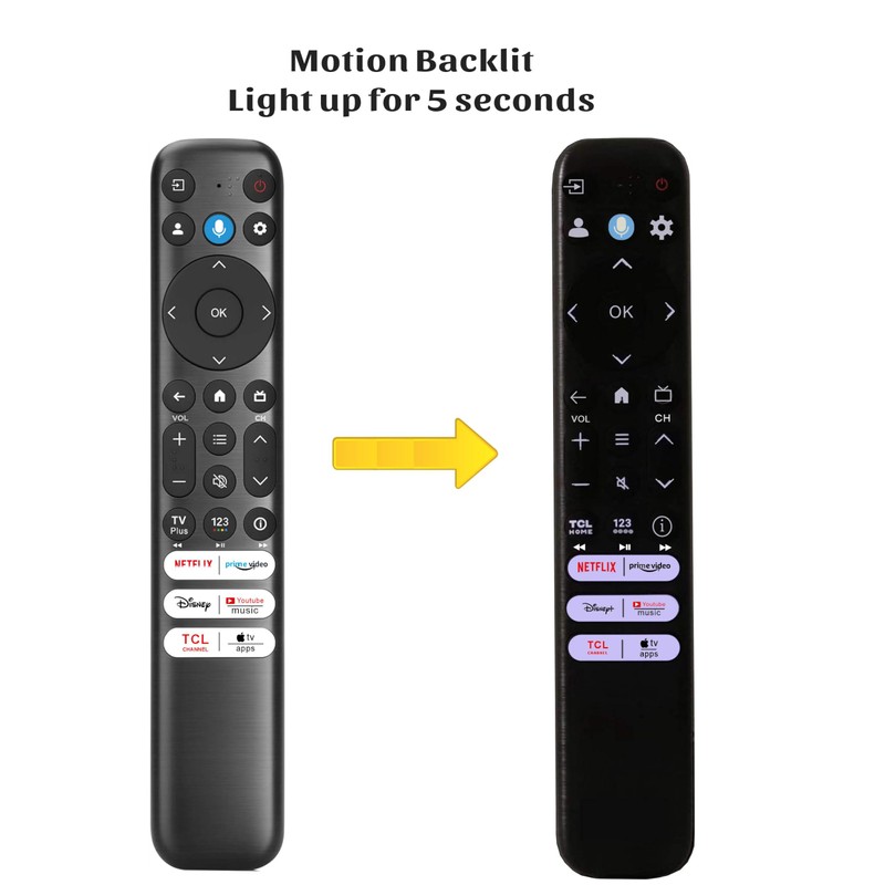 Smart Voice Replacement for TCL TV Remote, Motion Backlit, Voice,