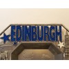 Edinburgh Scotland Metal Ashtray - Castle/Scottish Piper/Highland Cattle/Words in Blue