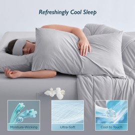 Breescape Cooling Comforter Throw Size - BlendTek Q-Max>0.46 Tech, Breathable Blanket for Hot Sleepers & Night Sweats Relief, Premium Lightweight Summer Bedding, 52x72 Inches, Misty Gray