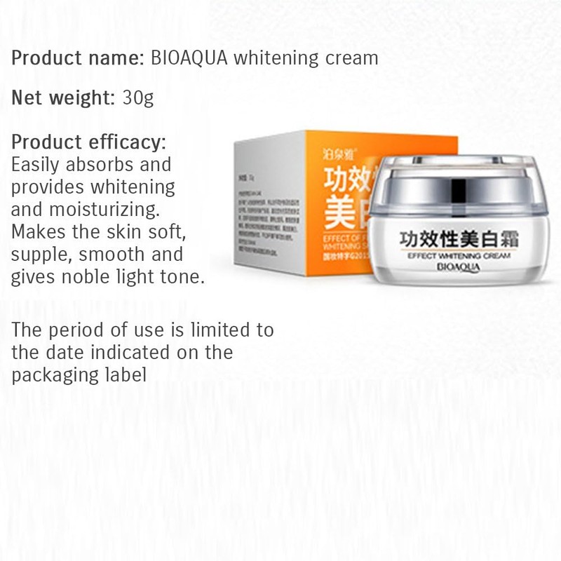 BIOAQUA Effect Whitening Cream Delicate Smooth Silky Texture Elastic Skin