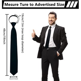 Pack of 2 Men's Ties, Black, Pre-Tied Tie with Zip and Length Adjustment, Elegant Wedding Tie for Office, Gala, Wedding and Celebrations, Premium Polyester with Breathable Comfort, black