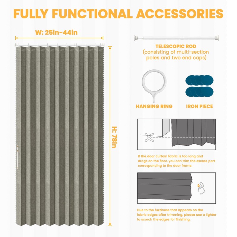 AJAZZ 100% Blackout Accordion Doors Interior Invisible Folding Door for