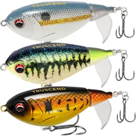 TRUSCEND SeñUelos Flotantes De Pesca, para Trucha Baja Doble Flotante Rotación Cola Whopper Swimbaits Bass Lures, Agua Dulce Salada Bass Fishing Plopper Lures Kit Realista