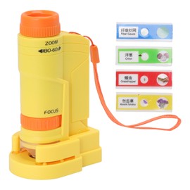 Handheld Microscope Yellow Comfortable Square Handle LED Light Pocket Microscope for Children Kids