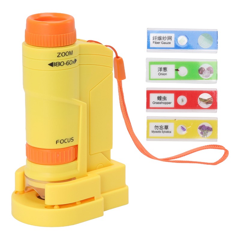 Handheld Microscope Yellow Comfortable Square Handle LED Light Pocket Microscope