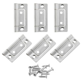 sourcing map 6Pcs 2x1 Inch Door Hinges Non-Mortise No Noise Bifold Door Hinges Plating for Cabinet Furniture Window Wardrobe with Screws, Pure White