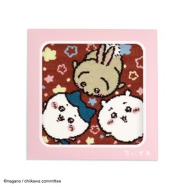 Chiikawa 41-5090250 Glitter Towel Handkerchief, Pink, Chenille, Packaged, Cute, Approx. 9.8 x 9.8 inches (25 x 25 cm)