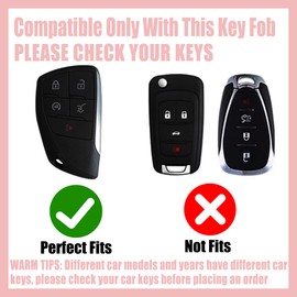 Rayslesan Sparkly Key Fob Cover with Cherry Keychain, Bling TPU Smart Key Case for Women, Compatible with Chevy Silverado GMC Sierra GMC Sierra 2500HD 3500HD (5-Button, Gold White)