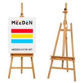 MEEDEN Large Painters Easel Adjustable Solid Beech Wood Artist Easel, Studio Easel for Adults with Brush Holder, Holds Canvas up to 48"