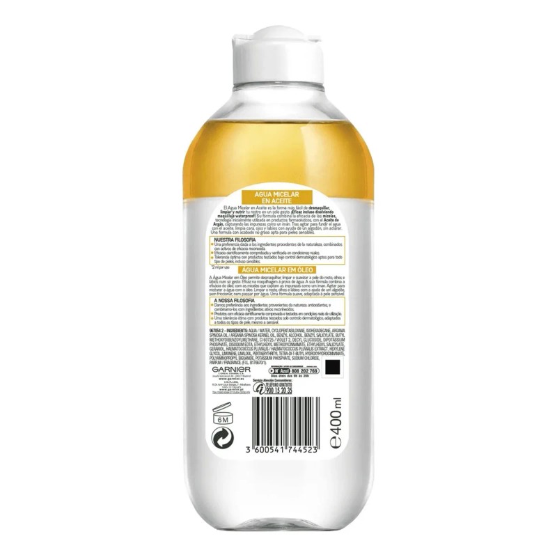 Garnier SkinActive Agua Micelar en Aceite 400ml | Desmaquillante Profundo