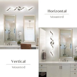 HUOKU Dimmable Modern LED Bathroom Vanity Light 32 inch, 20W Spiral Design Bathroom Light Fixtures Over Mirror, Wall Light Fixtures for Bedroom Living Room, 6000K White Light