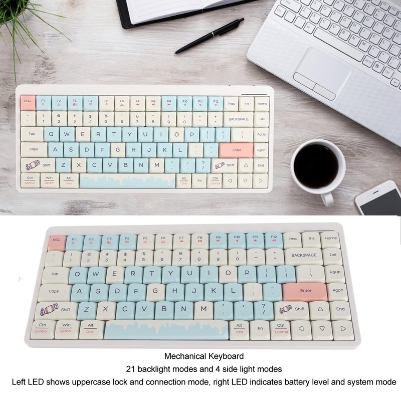 84 Key Bluetooth Keyboard 3 Mode 2.4G Wireless Bluetooth Gaming