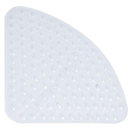 Sector Rubber Corner Shower Mat, Non-Slip Quadrant Bath Mat, Antibacterial Mat with Suction Cups for Shower or Bathtub, Non-Slip Bath Mat, 54 x 54 cm (Transparent White)