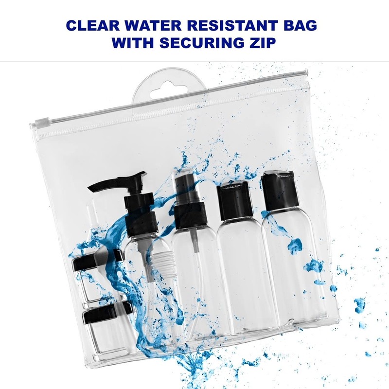 Netagon 9 Piece Travel Bottle Set Leak Proof Clear Toiletries