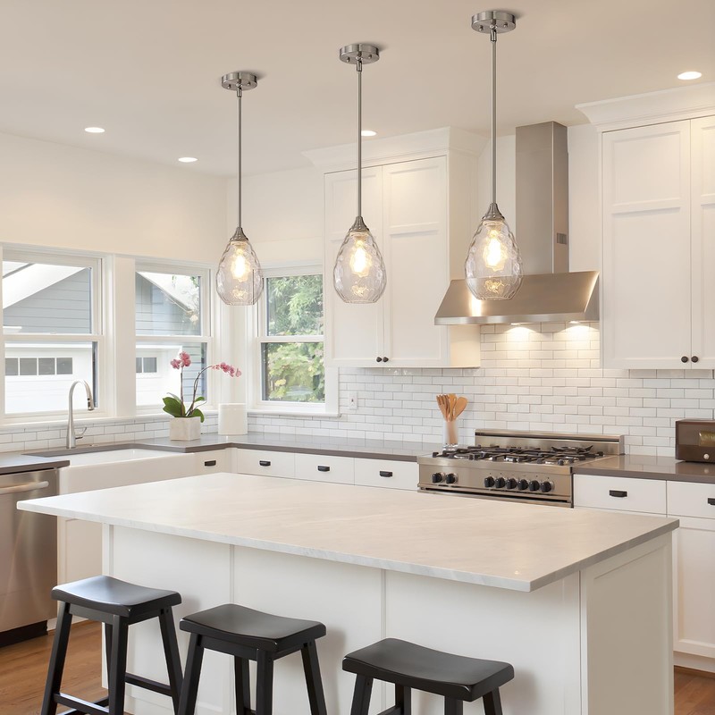 SADUENFR Brushed Nickel Pendant Lights Kitchen Island 2 Pack, Modern