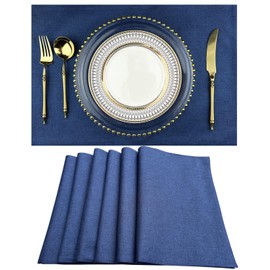 WAZAIGUR Placemats Set of 6 Cloth Woven Placemats Washable Non-Slip Dining Table Place Mats Kitchen Table Mats (Navy Blue, 6)