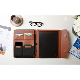 STLYIO Trifold Padfolio - Magnetic Closure. Stretchable Compartment for Tablet, Documents. Elastic Pockets for Phone, Gadgets, Passport, Travel Documents. Letter-Sized Notepad and Gift Box Included.