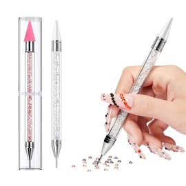 2pcs Rhinestone Picks Pen Nail Design Diamond Painting Pen Nail Decoration Pen DIY Craft Decoration Tool Pink+White